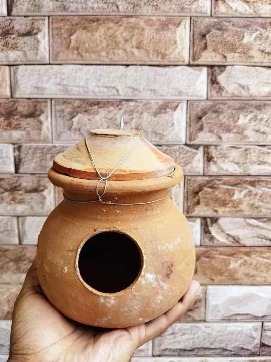 Natural Hanging Bird Nest Made with Clay